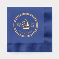 Bateau à voile encadré Monogramme 2 Merci initial