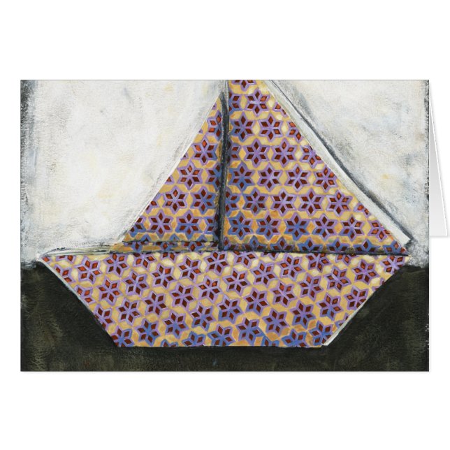 Bateau à voile Origami sur papier design Star (Devant horizontal)