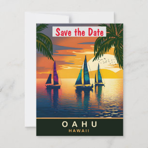 Bateau à voile près d'Oahu, Hawaï, Carte postale d