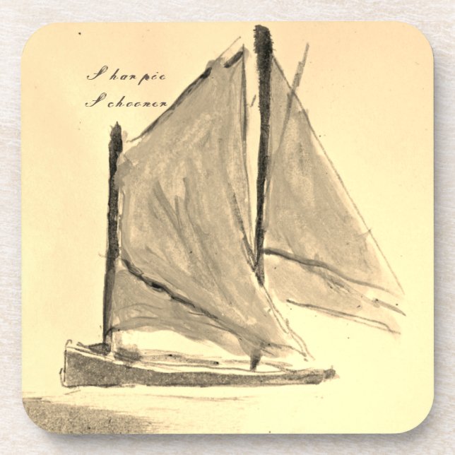 Bateau à voile Sharpie Schooner - Dessous de verre (Devant)