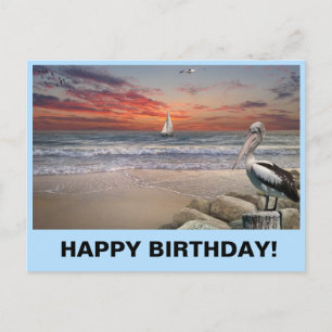 Bateau à voile sur carte postale d'anniversaire