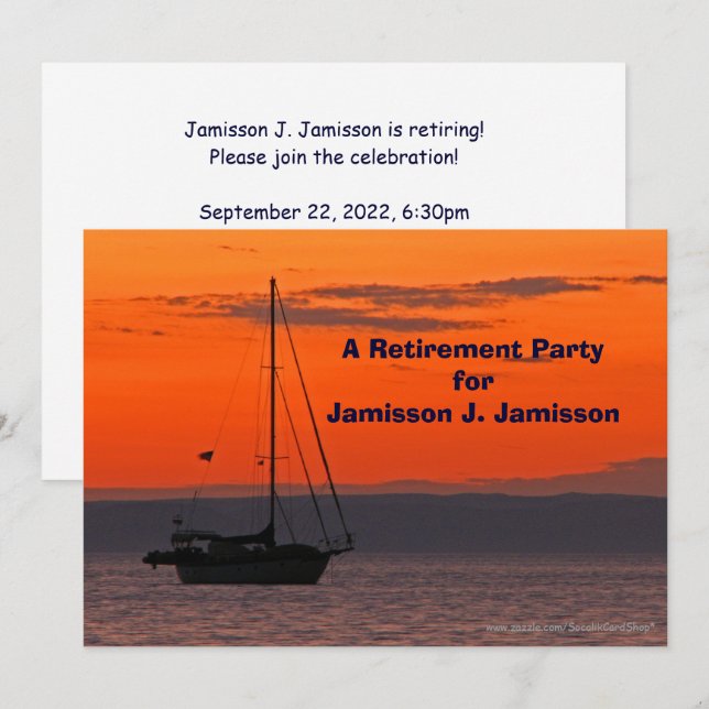 Bateau à voile sur invitation de la fête de retrai (Devant / Derrière)