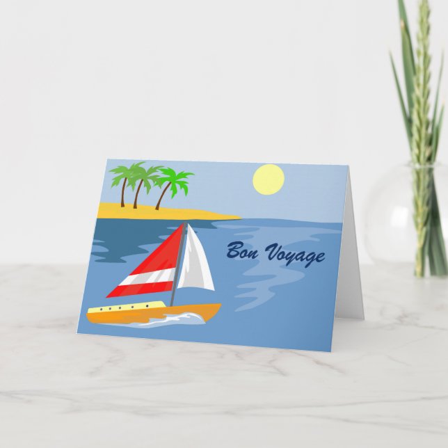 BATEAU À VOILE SUR LA CARTE VOYAGE DE BON ISLAND (Devant)