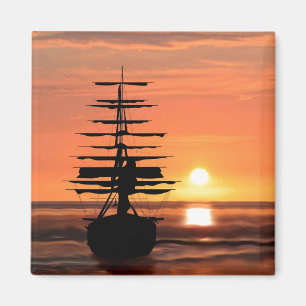 Bateau au coucher du soleil aimant