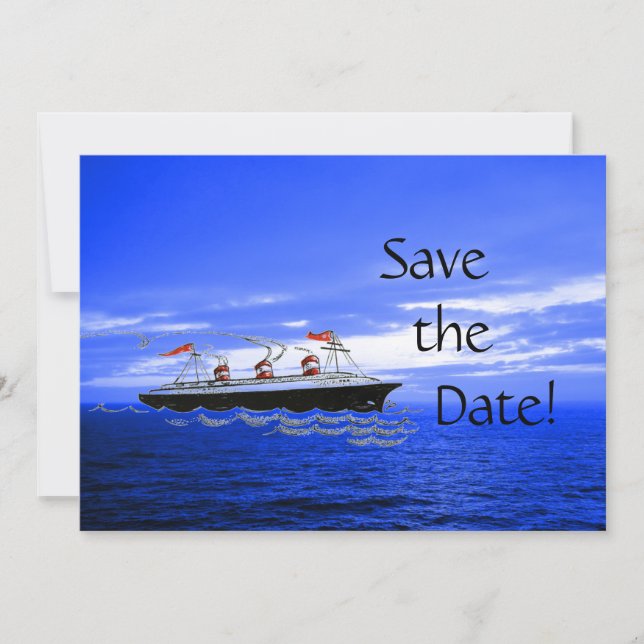 Bateau de croisière mariage Océan | Save the date (Devant)