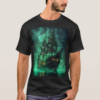 bateau de pirates dans le t-shirt de la mer noire