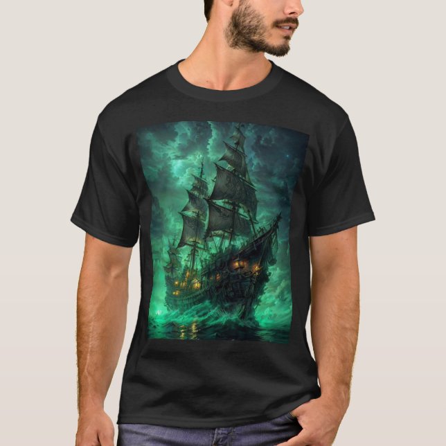 bateau de pirates dans le t-shirt de la mer noire (Devant)