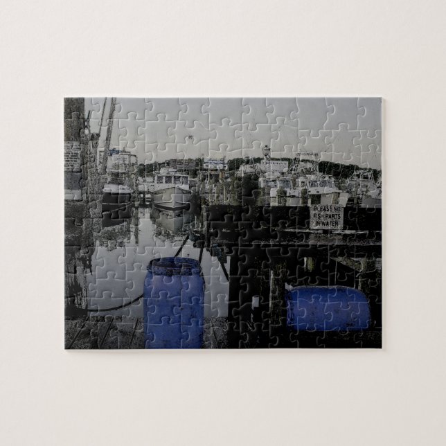Bateau Marina de pêche à Montauk New York Puzzle (Horizontal)