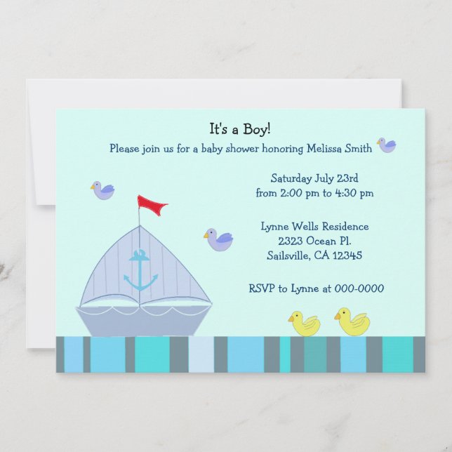 Bateau nautique Baby Boy Shower Invitation (Devant)