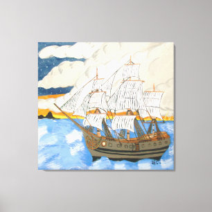 Bateau pirate en mer sur toile