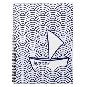 Bateau sur le carnet de photo de vagues