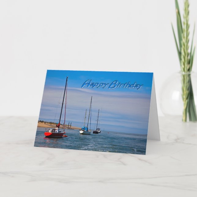 Bateaux à voile à l'ancre carte d'anniversaire (Devant)