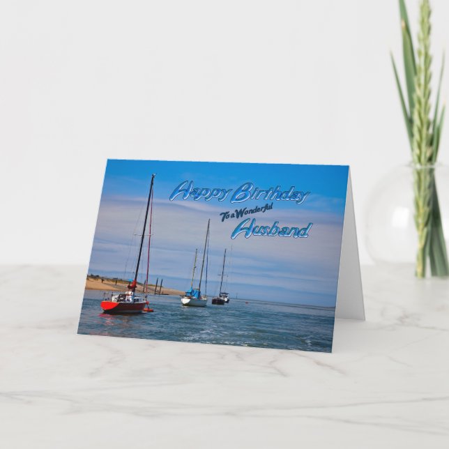 Bateaux à voile à l'ancre carte d'anniversaire pou (Devant)