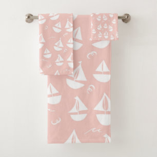 Bateaux à voile Motif rose blanc
