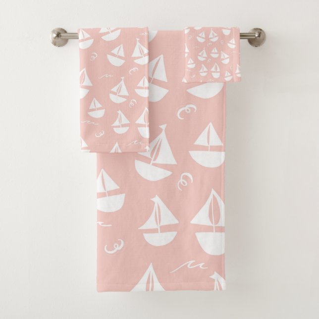 Bateaux à voile Motif rose blanc (En situation)