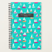 Bateaux à voile Motif rose et Turquoise