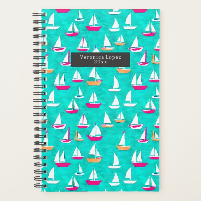 Bateaux à voile Motif rose et Turquoise (Devant)
