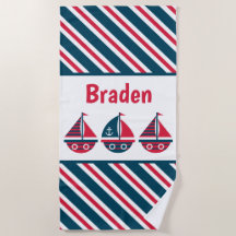 Bateaux à voile rayés Serviette de plage personnal