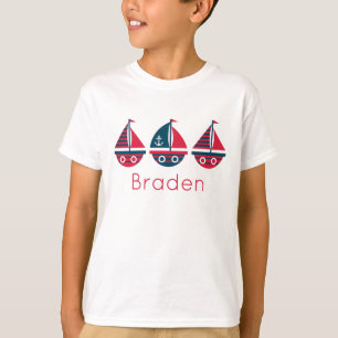 Bateaux à voile rayés T-shirt personnalisé