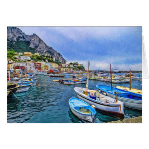 Bateaux de blanc italien d'art de photo de Capri
