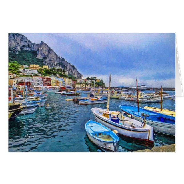 Bateaux de blanc italien d'art de photo de Capri (Devant horizontal)
