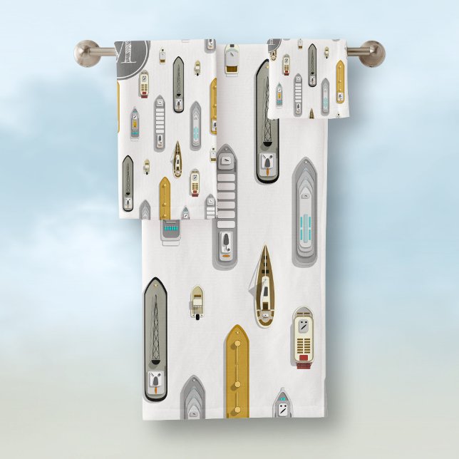 Bateaux nautiques Sur la rivière blanc w monogramm (Créateur téléchargé)