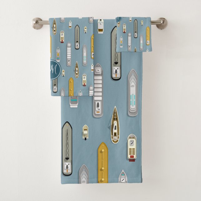 Bateaux nautiques Sur la rivière bleu monogrammed (En situation)