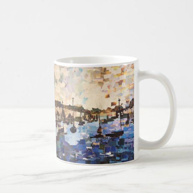 Bateaux Sur Le Lac Érié Papier Collage Mug (Droite)