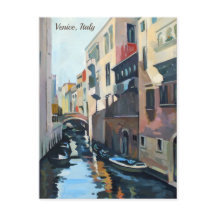 Bateaux sur un canal vénitien | Carte postale Veni