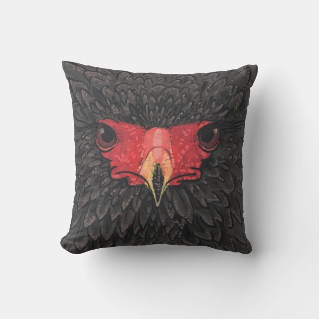 Bateleur Eagle African Bird Portrait Paper Collage Kissen (Vorderseite)