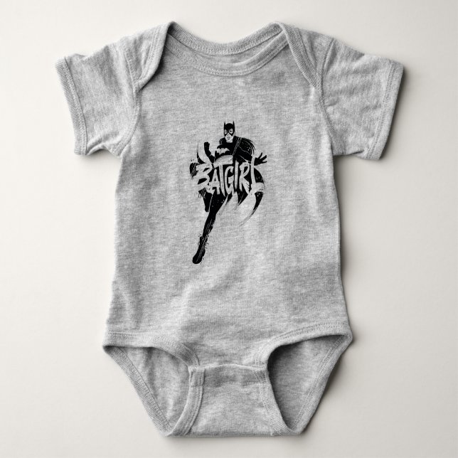 Batgirl Ink Brush Name Baby Strampler (Vorderseite)
