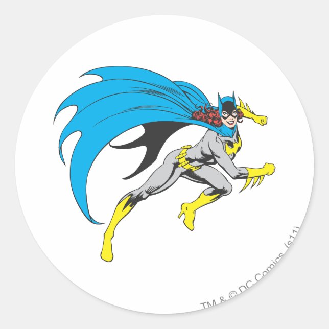 Batgirl Runs Runder Aufkleber (Vorderseite)