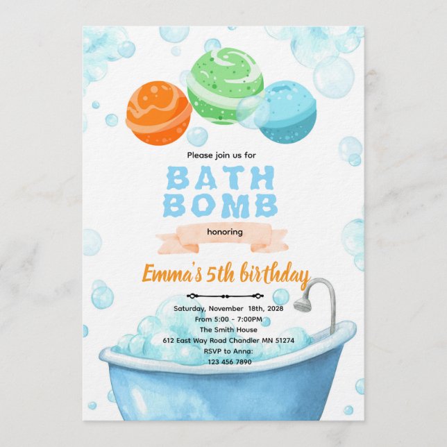 Bath bomb Party Invitation (Devant)