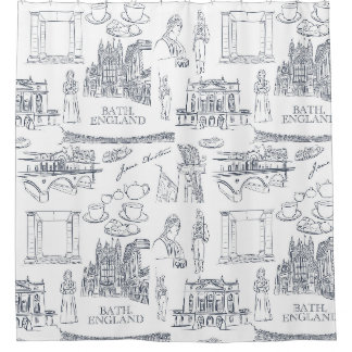 Bath, England Toile Style pattern, Jane Austen Duschvorhang