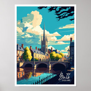 Bath England Vintage berühmter Reiseort Poster