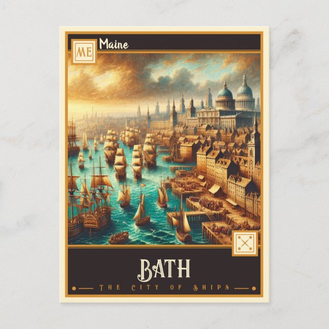 Bath, Maine | VINTAG Postkarte (Vorderseite)