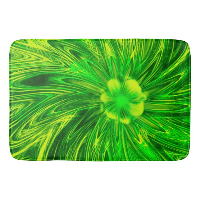 Bath Mat Abstrakt Lines Green Blume Badematte (Vorderseite)