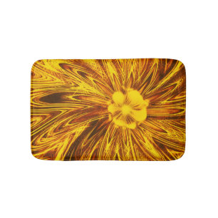 Bath Mat Abstrakte Linien Gelbe Blume Badematte