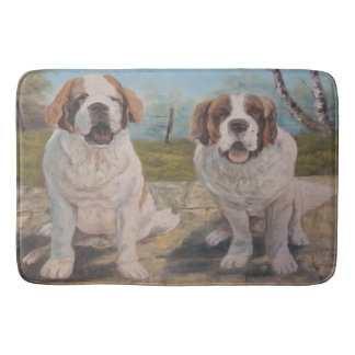 Bath Mat Ann Hayes Painting Two Saint Bernards Badematte