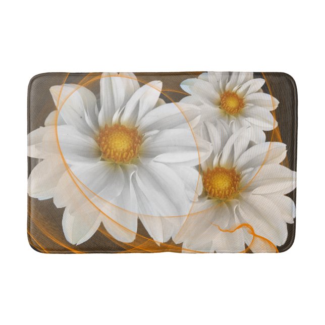 Bath Mat Blume Weiße Orange Badematte (Vorderseite)