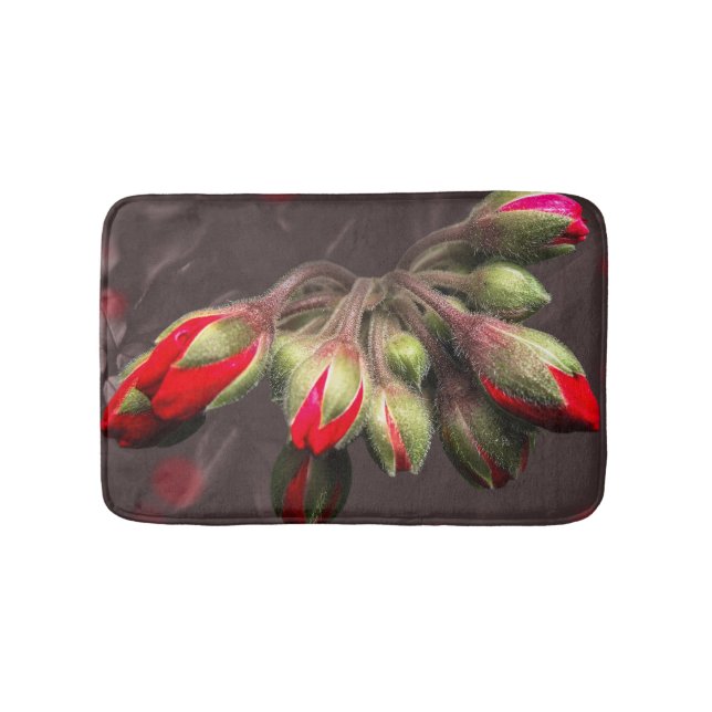 Bath Mat Blüte rot und dunkel Badematte (Vorderseite)