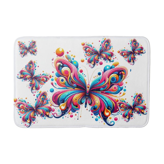 Bath Mat - farbenfrohe geometrische Schmetterlinge Badematte (Vorderseite)