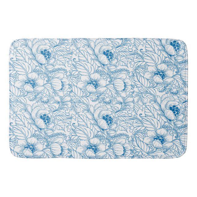 Bath Mat Floral Blue Badematte (Vorderseite)