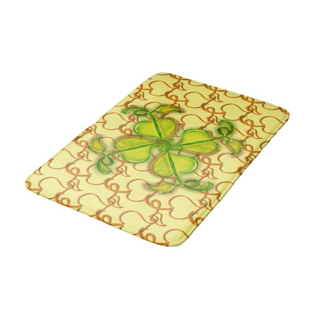 Bath Mat - Ivy Blätter auf Gelb Badematte (Schrägansicht)