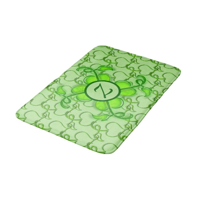 Bath Mat - Ivy Blätter mit Monogramm Badematte (Schrägansicht)
