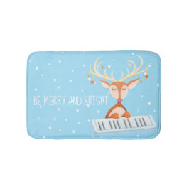 Bath Mat mit Weihnachtsrentieren spielt Klavier Badematte