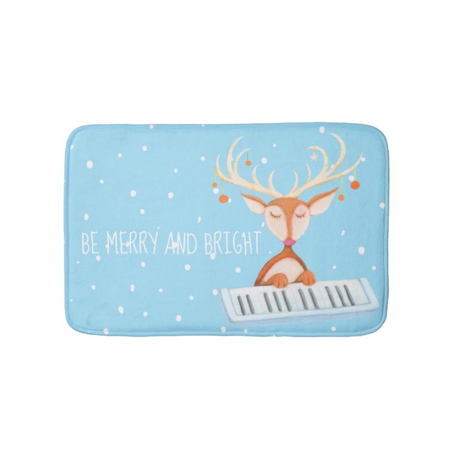 Bath Mat mit Weihnachtsrentieren spielt Klavier Badematte (Vorderseite)