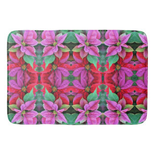 Bath Mat Pink & Red Poinsettias Badematte