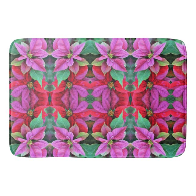 Bath Mat Pink & Red Poinsettias Badematte (Vorderseite)