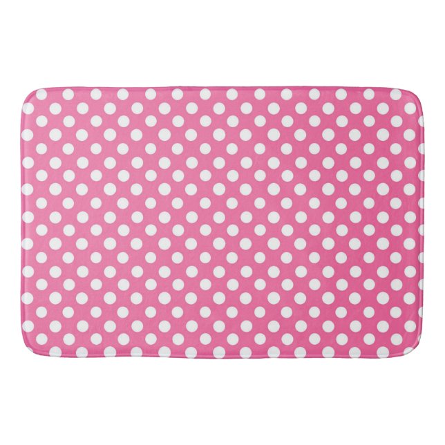 Bath Mat/Pink & White Polka Dots Badematte (Vorderseite)